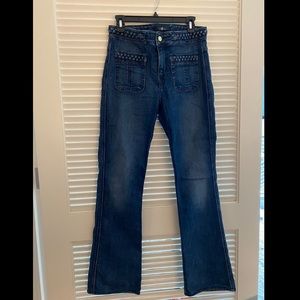 7 for All Mankind braided high waist bootcut jeans